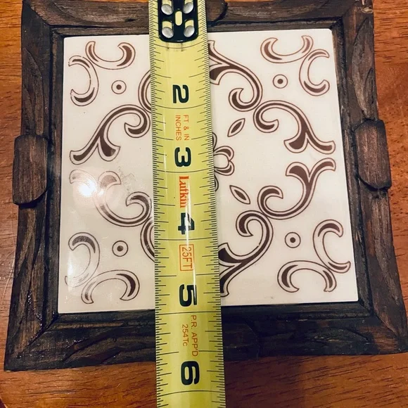 Vintage Wooden Wood Handmade Dal-Tile Hot Plate Footed Trivet ~ Mexico - Picture 3 of 4